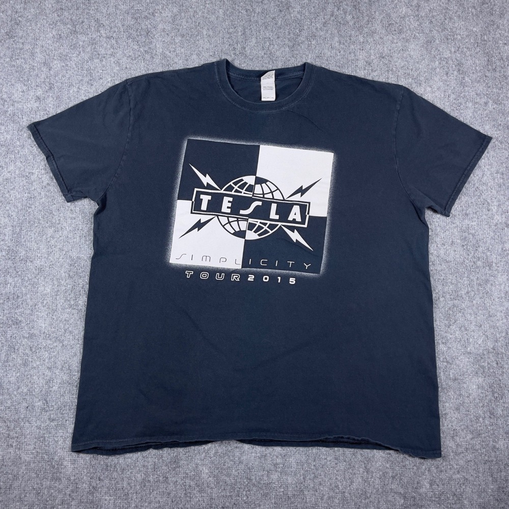 Tesla Band Shirt Simplicity Tour 2015 Mens 2XL Black Graphic Tee